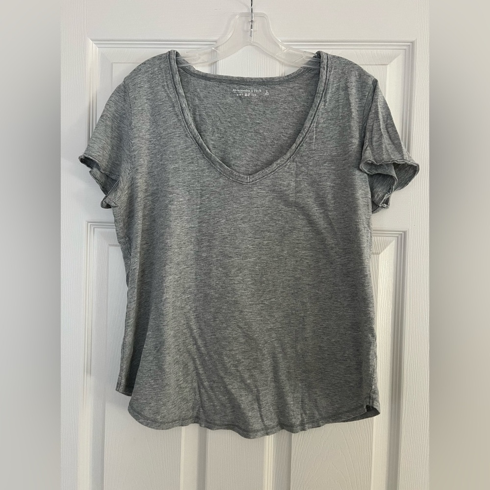 Women's Gray Abercrombie & Fitch V-Neck Top